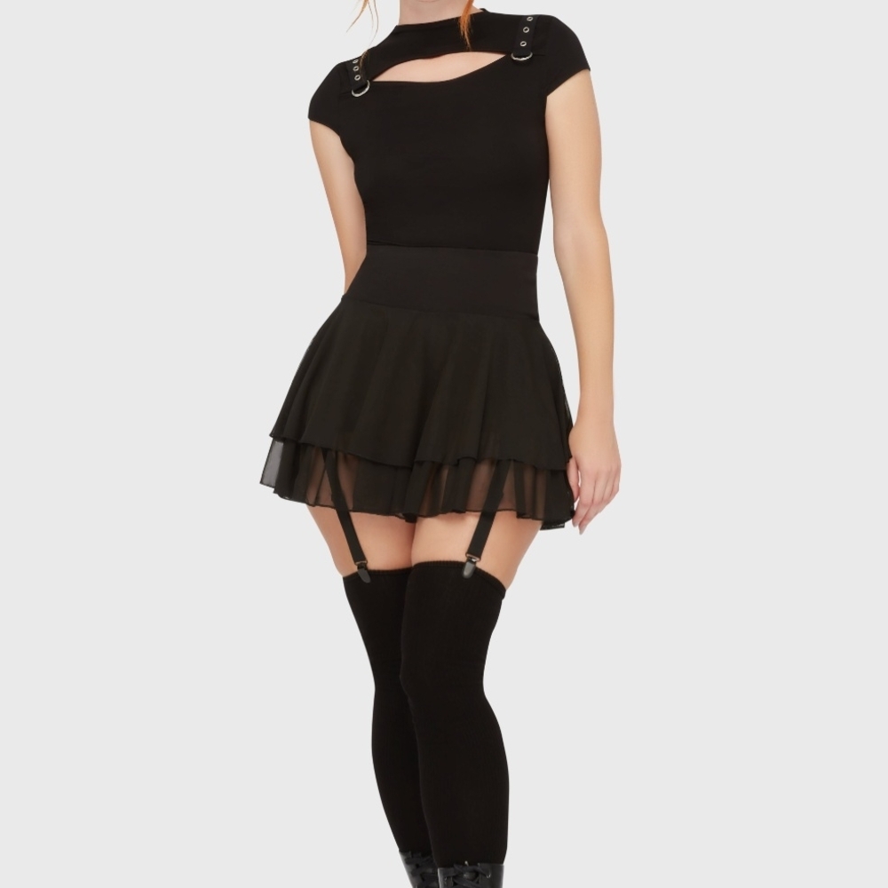 Killstar Yasumi Mesh Skort With Garters